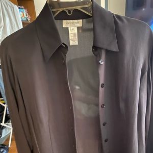 Black Vintage Jones NY Gently worn 100% silk shirt